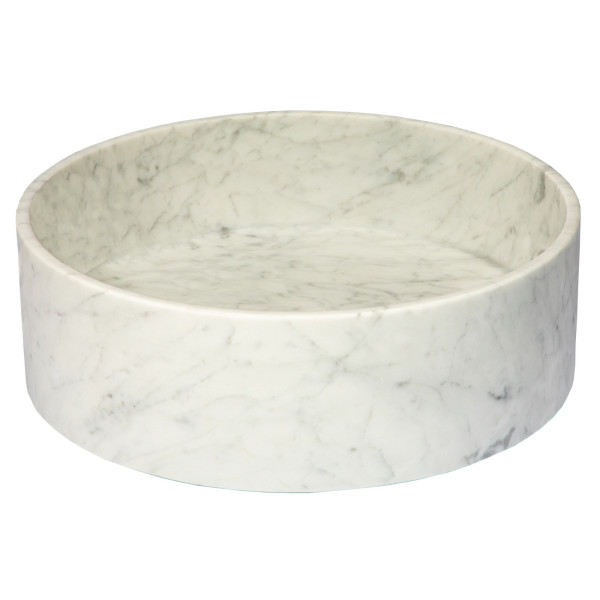 Eden Bath EB_S053CW-H Thin Lip Round Column Vessel Sink - Carrara Marble