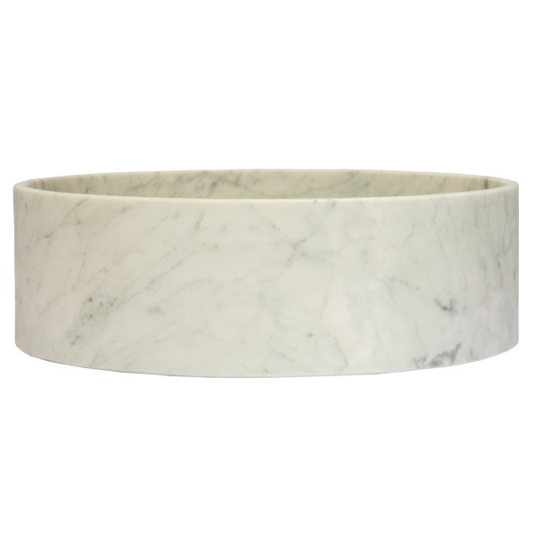 Eden Bath EB_S053CW-H Thin Lip Round Column Vessel Sink - Carrara Marble