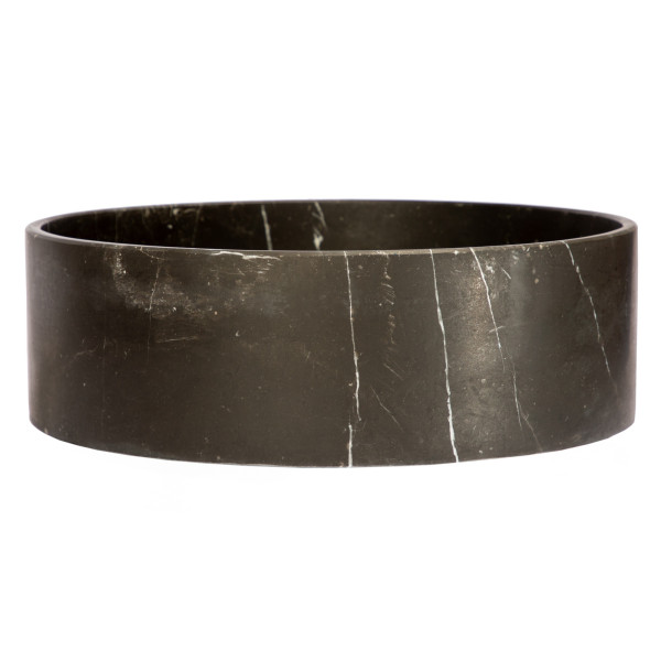 Eden Bath EB_S053NM-H Thin Lip Round Column Vessel Sink - Nero Marquino Marble