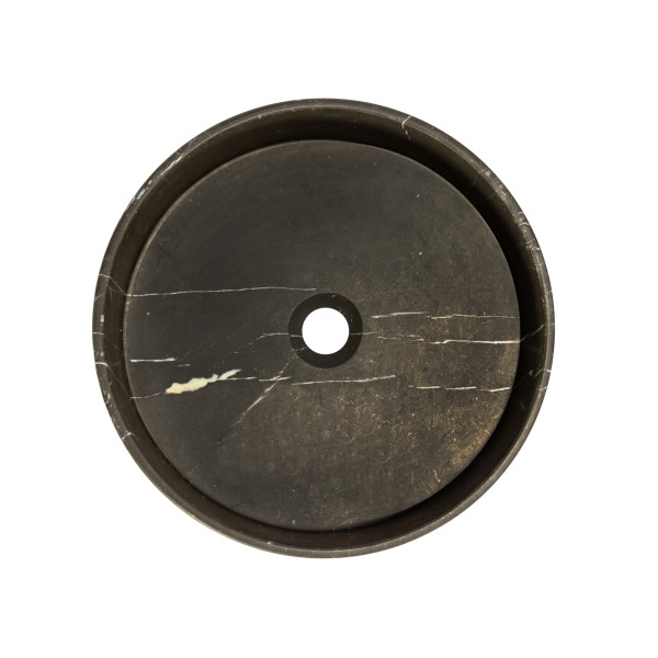 Eden Bath EB_S053NM-H Thin Lip Round Column Vessel Sink - Nero Marquino Marble