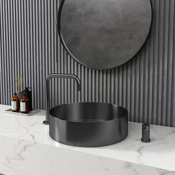 Eden Bath EB_SS001 Round 15-in Stainless Steel Vessel Sink with Drain