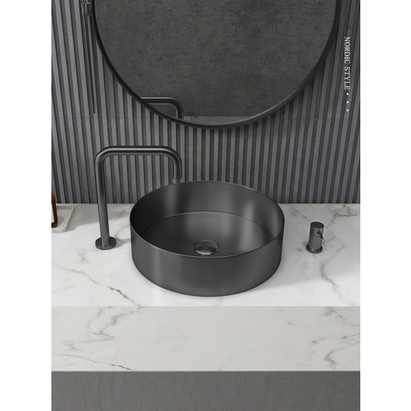 Eden Bath EB_SS001 Round 15-in Stainless Steel Vessel Sink with Drain