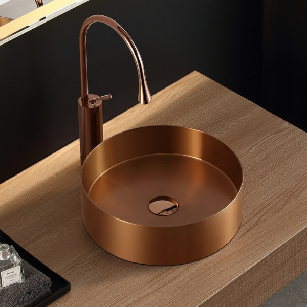 Eden Bath EB_SS001 Round 15-in Stainless Steel Vessel Sink with Drain