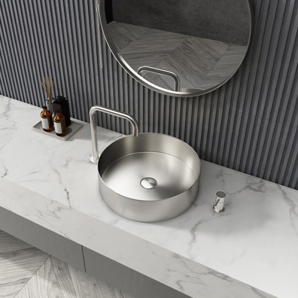 Eden Bath EB_SS001 Round 15-in Stainless Steel Vessel Sink with Drain