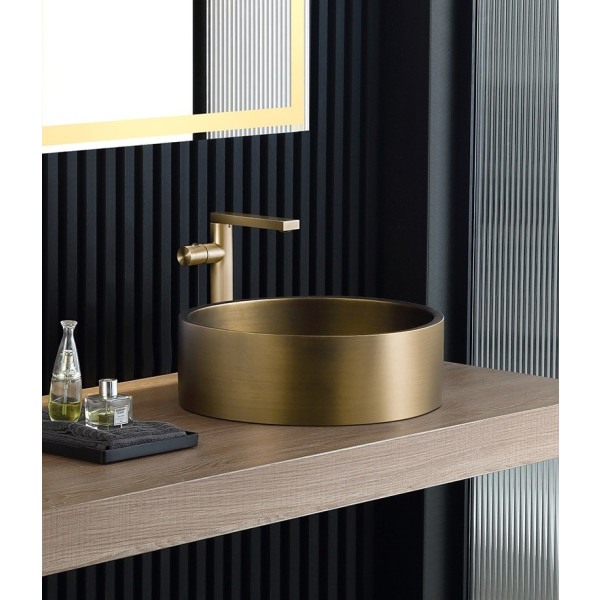 Eden Bath EB_SS003 Round 15.75-in Stainless Steel Vessel Sink + Rim + Drain