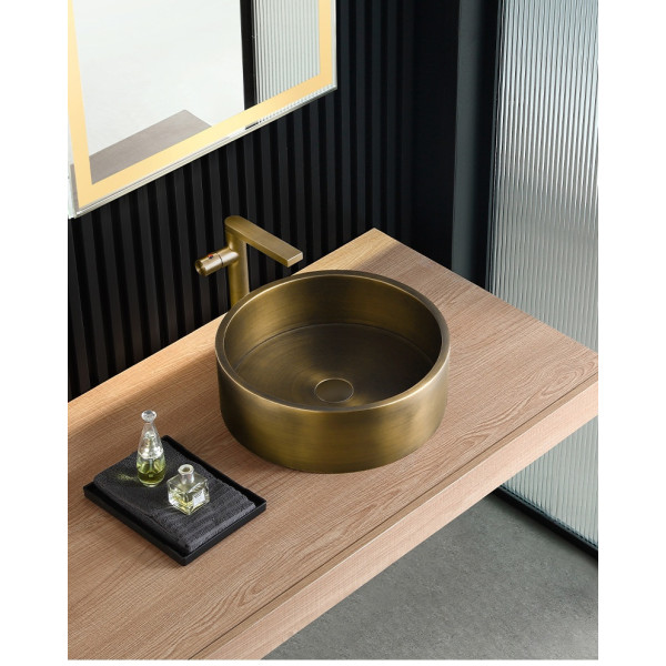 Eden Bath EB_SS003 Round 15.75-in Stainless Steel Vessel Sink + Rim + Drain