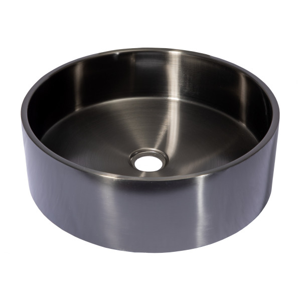 Eden Bath EB_SS003 Round 15.75-in Stainless Steel Vessel Sink + Rim + Drain