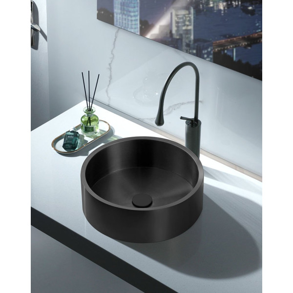 Eden Bath EB_SS003 Round 15.75-in Stainless Steel Vessel Sink + Rim + Drain