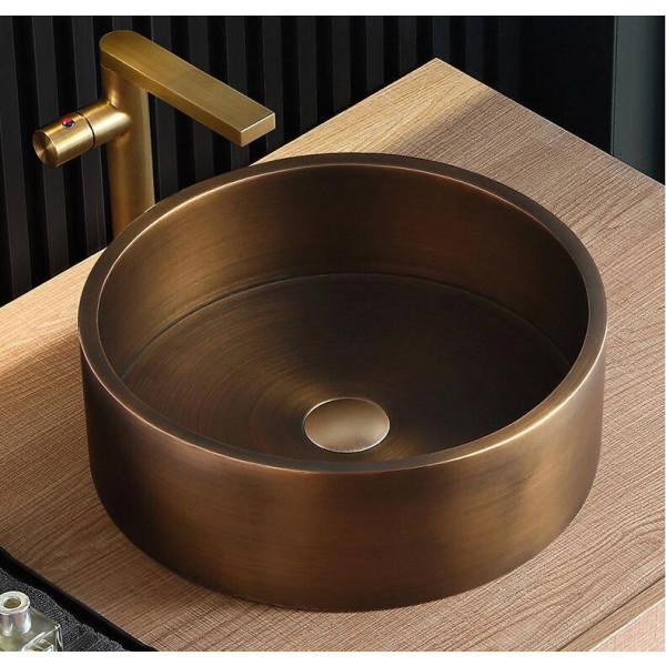 Eden Bath EB_SS003 Round 15.75-in Stainless Steel Vessel Sink + Rim + Drain