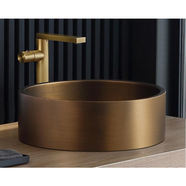 Eden Bath EB_SS003 Round 15.75-in Stainless Steel Vessel Sink + Rim + Drain
