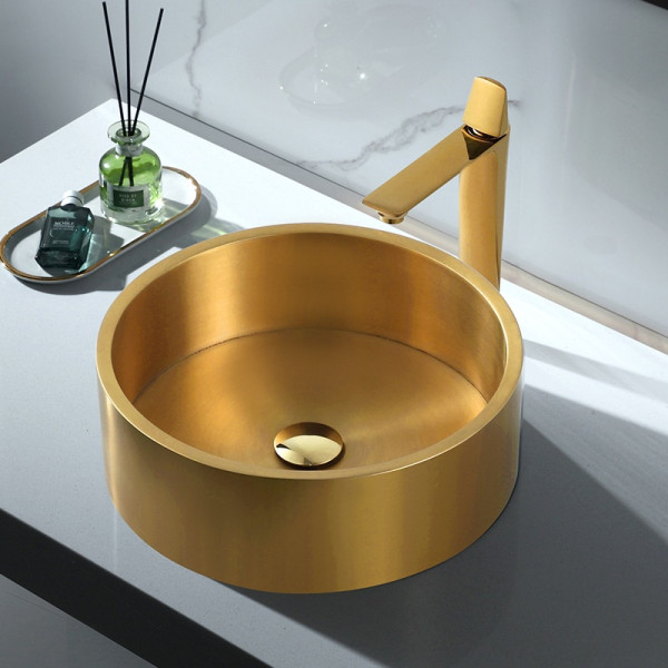 Eden Bath EB_SS003 Round 15.75-in Stainless Steel Vessel Sink + Rim + Drain