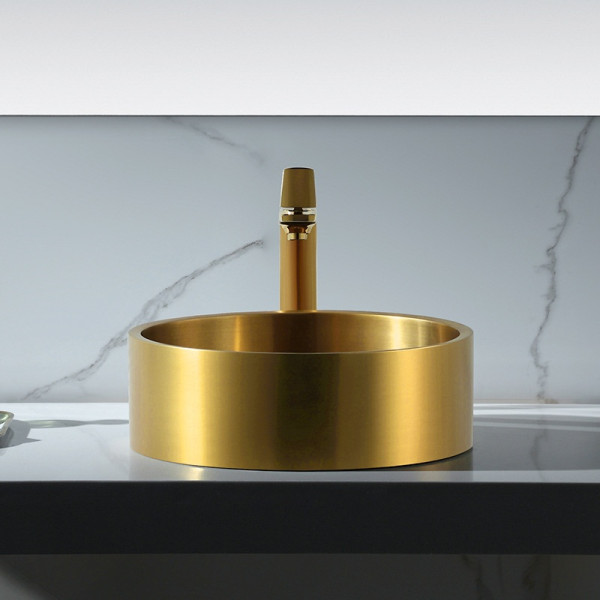 Eden Bath EB_SS003 Round 15.75-in Stainless Steel Vessel Sink + Rim + Drain