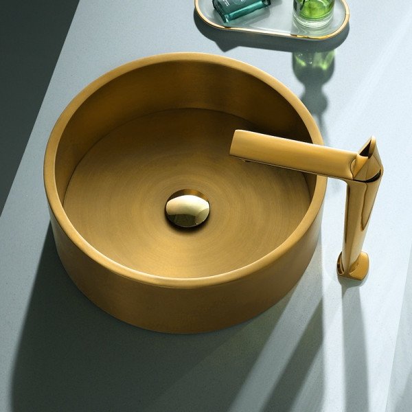 Eden Bath EB_SS003 Round 15.75-in Stainless Steel Vessel Sink + Rim + Drain