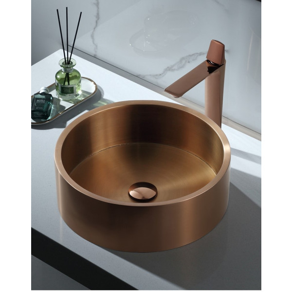 Eden Bath EB_SS003 Round 15.75-in Stainless Steel Vessel Sink + Rim + Drain