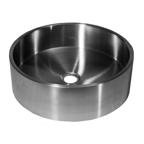 Eden Bath EB_SS003 Round 15.75-in Stainless Steel Vessel Sink + Rim + Drain