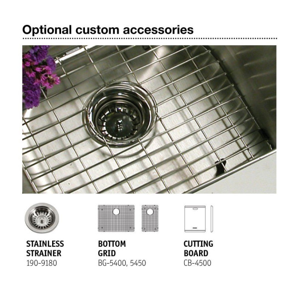 Houzer END-3360SR Epicure Series Apron Front 60/40 Double Bowl Kitchen Sink