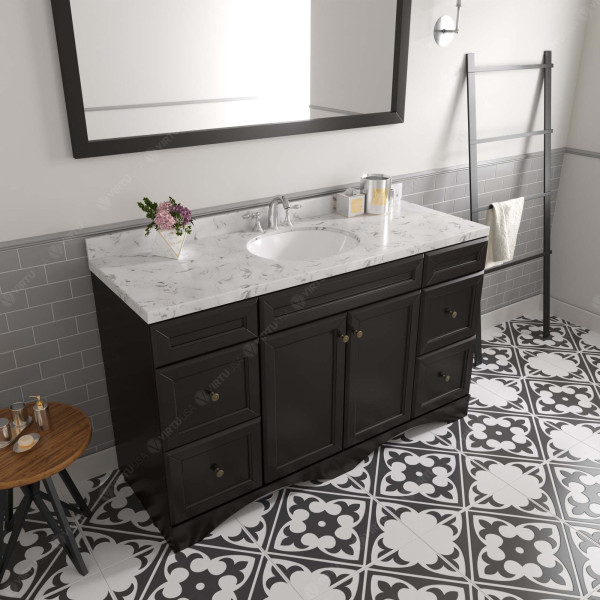 Virtu ES-25060-CMROTalisa 60" Bath Vanity with Cultured Marble Quartz Top and Sink