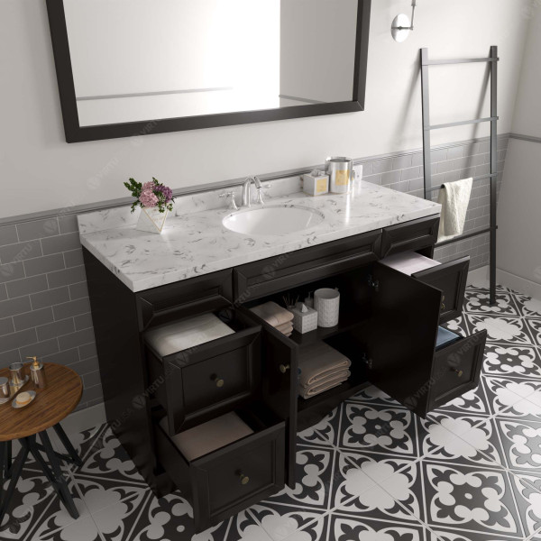 Virtu ES-25060-CMROTalisa 60" Bath Vanity with Cultured Marble Quartz Top and Sink