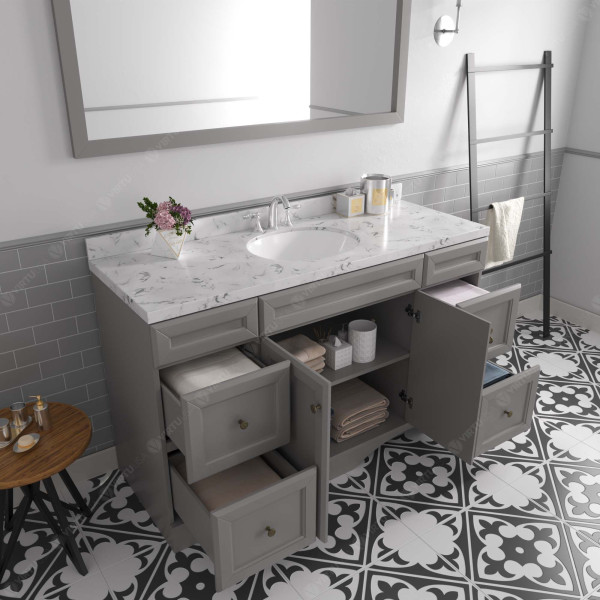 Virtu ES-25060-CMROTalisa 60" Bath Vanity with Cultured Marble Quartz Top and Sink