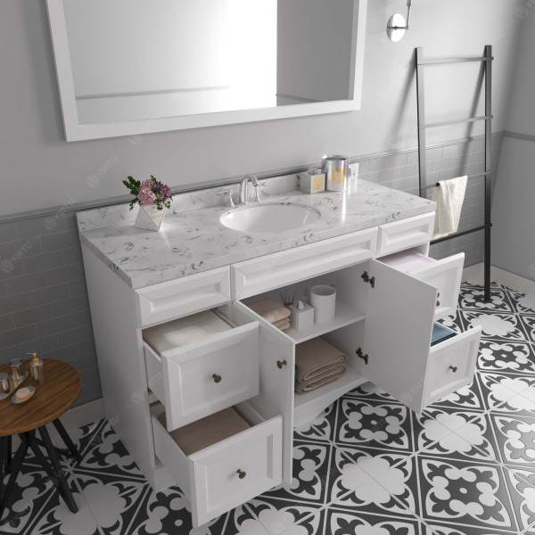 Virtu ES-25060-CMROTalisa 60" Bath Vanity with Cultured Marble Quartz Top and Sink