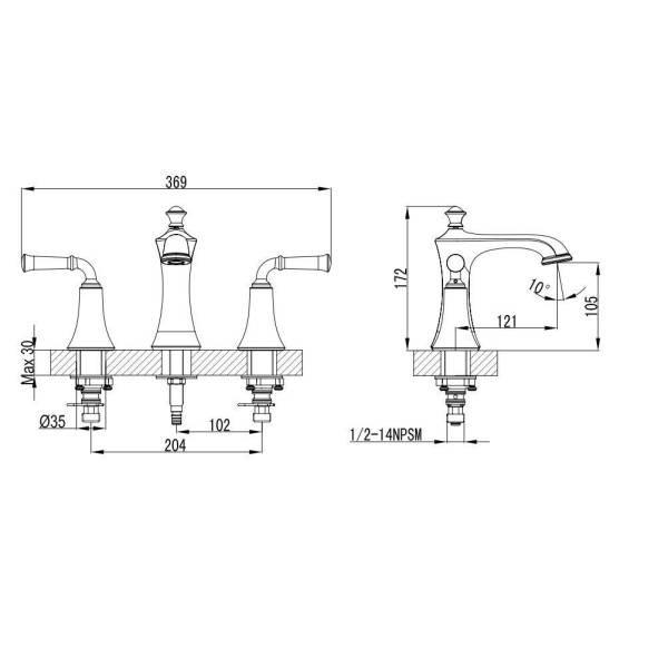 EVIVA EVFT280 Oceanbreeze® Widespread Two Handles Bathroom Sink Faucet