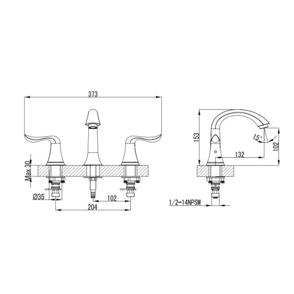 EVIVA EVFT320 Lahara® Deck Mount Two Handles Widespread Bathroom Sink Faucet