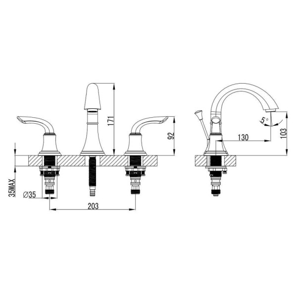 EVIVA EVFT32 Friendy® Deck Mount Widespread Two Handles Bathroom Sink Faucet