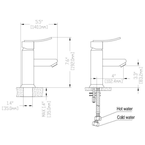 EVIVA EVFT97  Bevera® Single Handle Lever Bathroom Vanity Sink Faucet