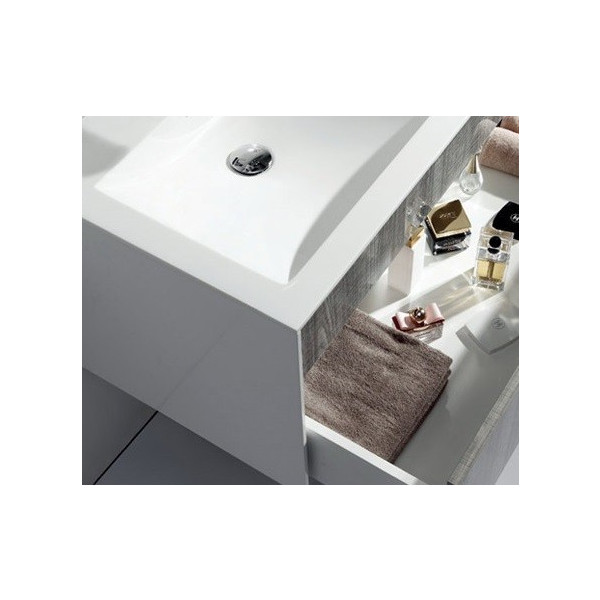 Eviva EVVN12-24ASH Ashy Wall Mount Bathroom Vanity High Gloss Ash Gray with White Integrated Sink