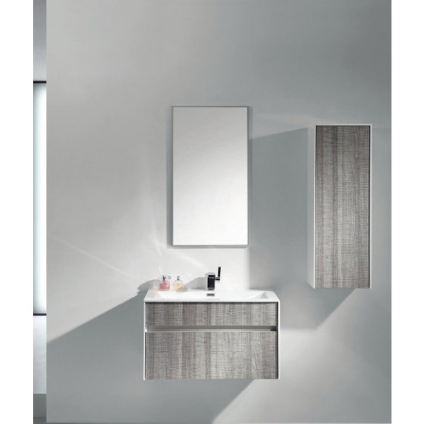 Eviva EVVN12-36ASH Ashy Wall Mount Bathroom Vanity High Gloss Ash Gray with White Integrated Sink