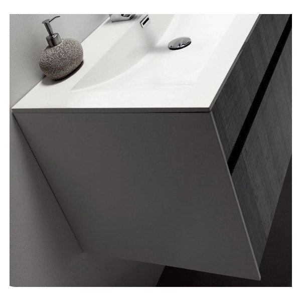 Eviva EVVN12-36ASH Ashy Wall Mount Bathroom Vanity High Gloss Ash Gray with White Integrated Sink
