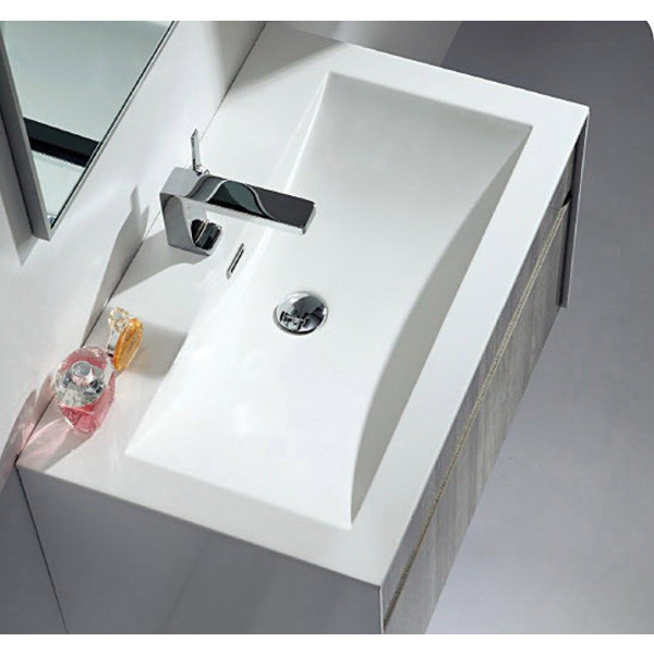 Eviva EVVN12-36ASH Ashy Wall Mount Bathroom Vanity High Gloss Ash Gray with White Integrated Sink
