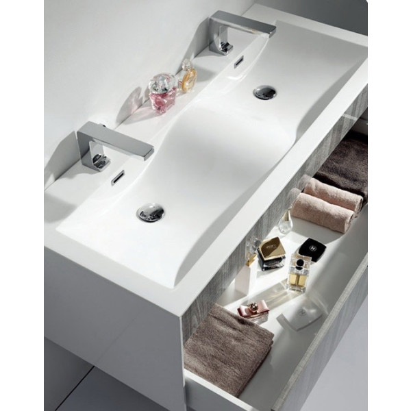 Eviva EVVN12-48ASH Ashy Wall Mount Bathroom Vanity High Gloss Ash Gray with White Integrated Sink