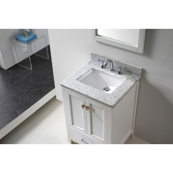 Eviva EVVN199-24 Aberdeen 24 Inch Transitional Bathroom Vanity with White Carrera Top