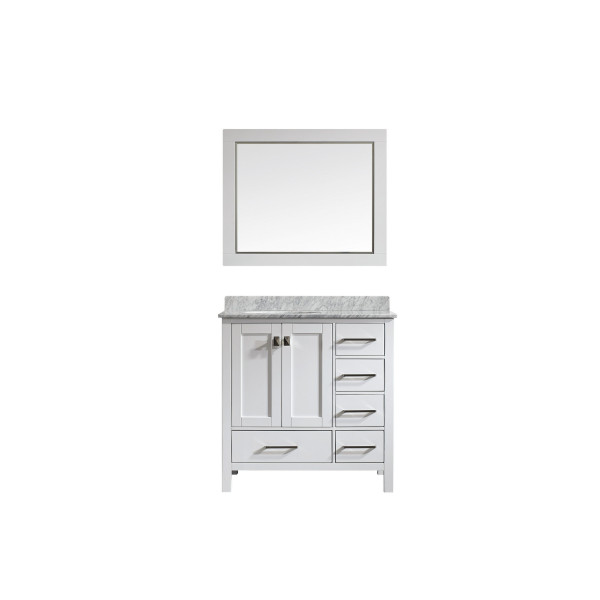 Eviva EVVN199-36 Aberdeen 36 Inch Transitional Bathroom Vanity with White Carrera Top