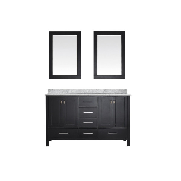 Eviva EVVN199-60 Aberdeen 60 Inch Transitional Bathroom Vanity with White Carrera Top