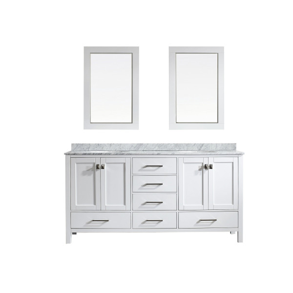 Eviva EVVN199-72 Aberdeen 72 Inch Transitional Bathroom Vanity with White Carrera Top