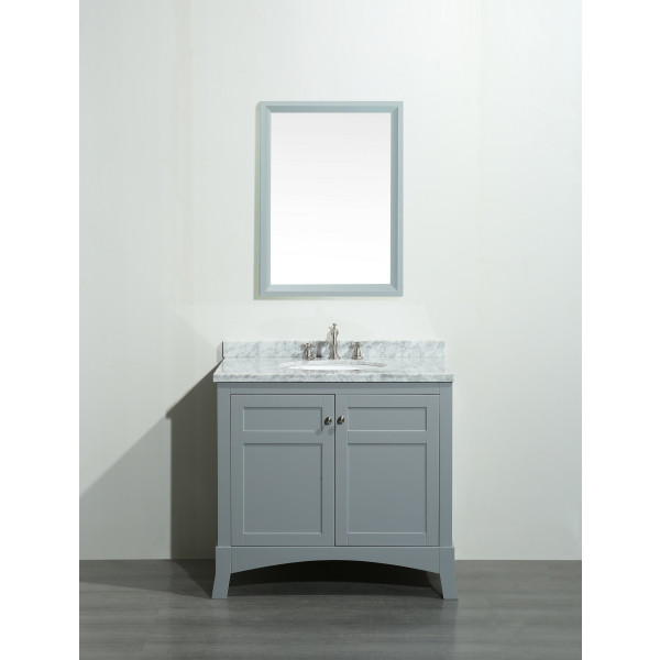 Eviva EVVN514-30 New York 30 Inch Bathroom Vanity with White Marble Carrera Countertop and Sink