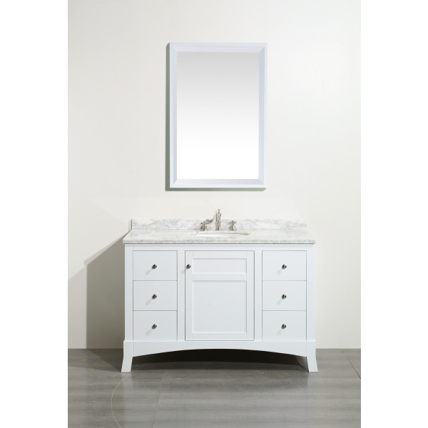 Eviva EVVN514-48 New York 48 Inch Bathroom Vanity with White Marble Carrera Countertop and Sink