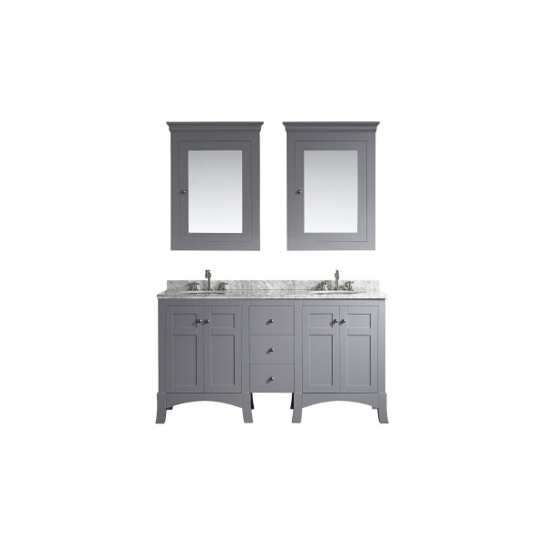 Eviva EVVN514-60 New York 60 Inch Bathroom Vanity with White Marble Carrera Countertop and Sink