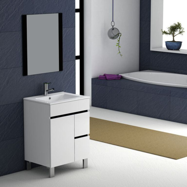Eviva EVVN524-24 Link® 24 Inch Modern Wall Mount Bathroom Vanity with Green Integrated Glass Sink
