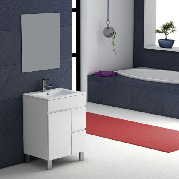 Eviva EVVN524-24 Link® 24 Inch Modern Wall Mount Bathroom Vanity with Green Integrated Glass Sink