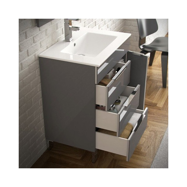Eviva EVVN530-28 Geminis® 28 Inch Modern Bathroom Vanity with White Integrated Porcelain Sink