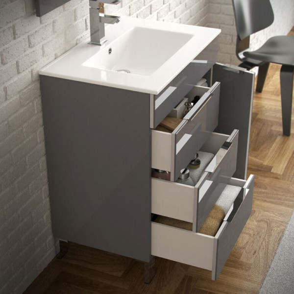Eviva EVVN530-39 Geminis® 39 Inch Modern Bathroom Vanity with White Integrated Porcelain Sink