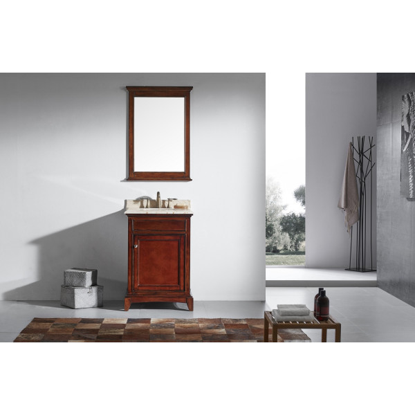 Eviva EVVN709-24 Elite Stamford® 24 Inch Wood Bath Vanity Set with Double OG Crema Marfil Marble Top
