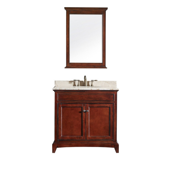 Eviva EVVN709-36 Elite Stamford® 36 Inch Wood Bathroom Vanity with Double OG Crema Marfil Marble Top