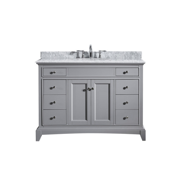 Eviva EVVN709-48 Elite Stamford® Brown Wood Bathroom Vanity with Double OG Crema Marfil Marble Top