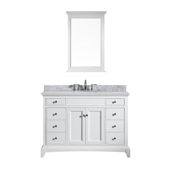 Eviva EVVN709-48 Elite Stamford® Brown Wood Bathroom Vanity with Double OG Crema Marfil Marble Top
