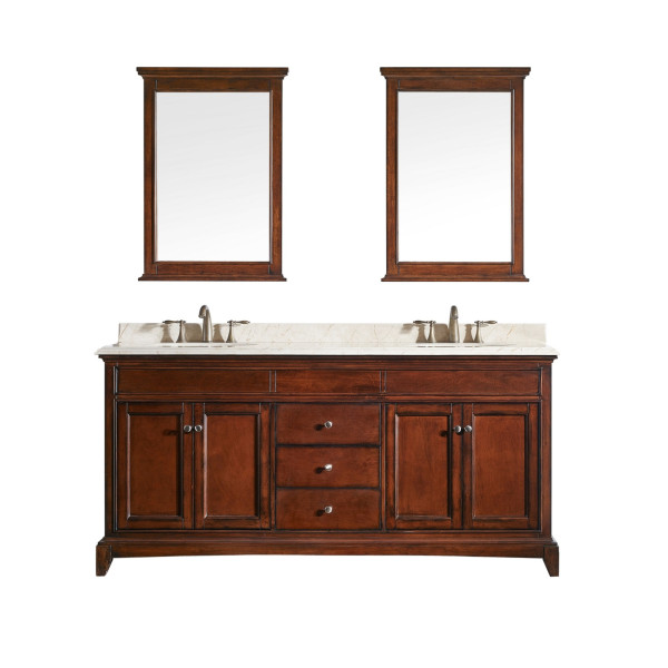 Eviva EVVN709-60 Elite Stamford® 60 Inch Wood Bathroom Vanity with Double OG Crema Marfil Marble Top