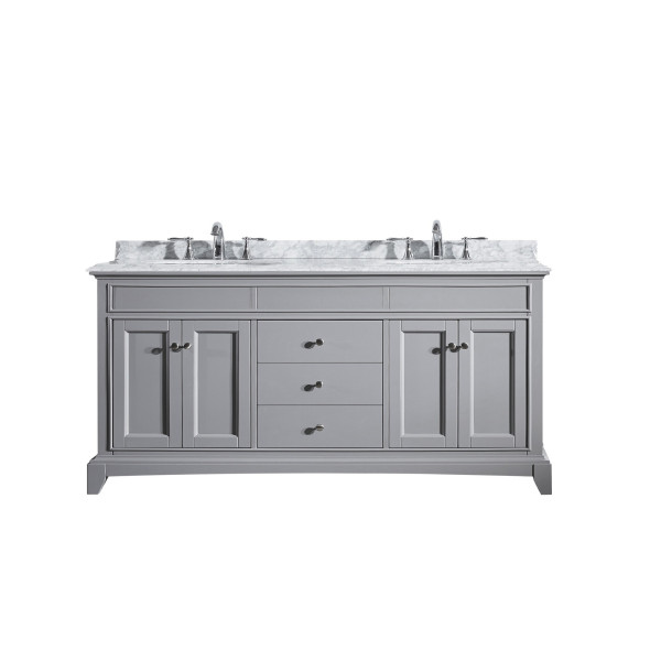 Eviva EVVN709-72 Elite Stamford® 72 Inch Wood Bathroom Vanity with Double OG Crema Marfil Marble Top